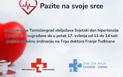 Dom zdravlja Tomislavgrad obilježava Svjetski dan hipertenzije i poziva sve sugrađane da u petak 17. svibnja od 11 do 14 sati posjete mobilnu ordinaciju na Trgu doktora Franje Tuđmana